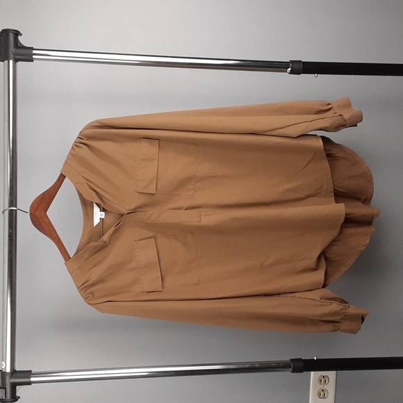 Time And Tru Camel Tan Women's Long Sleeve Utility Shirt - Picture 1 of 9